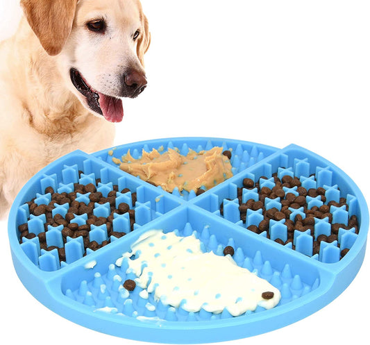 Silicone Dog & Cat Lick Mat and Slow Feeder,Extends Mealtime for Fast Eaters and Reduces Anxiety,Heavy-Duty Design,Dishwasher Safe,Perfect for Yogurt,Treats,Peanut Butter (Blue)
