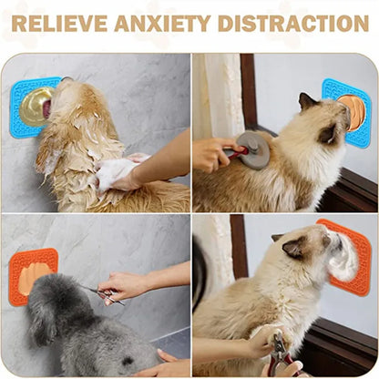 Pet Supplies Silicone Pet Licking Mat Cat Anti-Choking with Slow Food Bowl Puppy Bath Distracted Licking Plate Cutlery