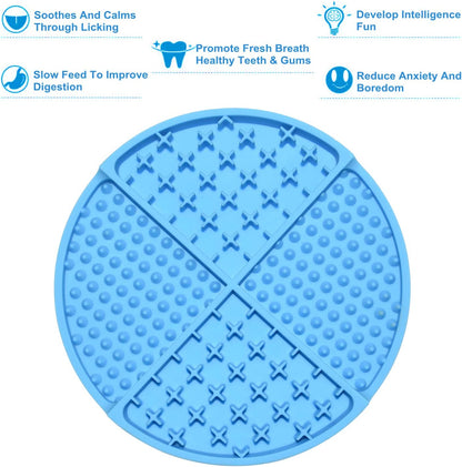 Silicone Dog & Cat Lick Mat and Slow Feeder,Extends Mealtime for Fast Eaters and Reduces Anxiety,Heavy-Duty Design,Dishwasher Safe,Perfect for Yogurt,Treats,Peanut Butter (Blue)