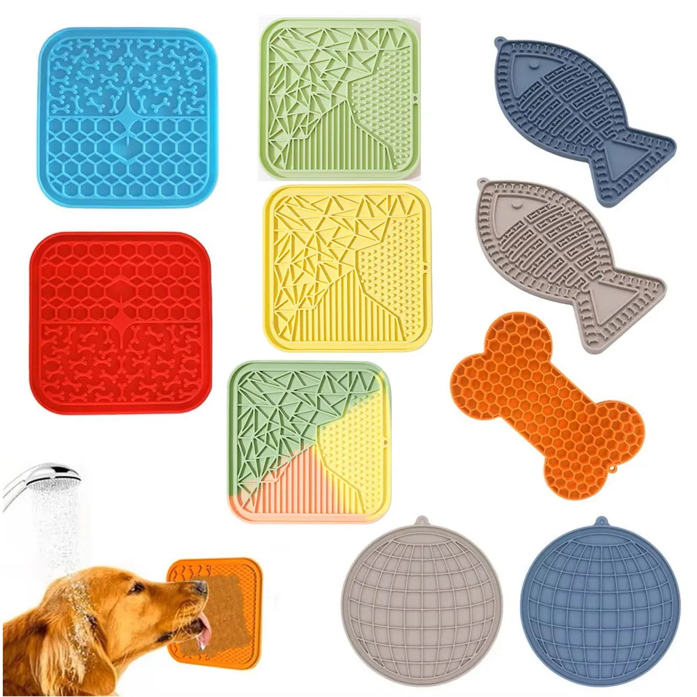 Pet Supplies Silicone Pet Licking Mat Cat Anti-Choking with Slow Food Bowl Puppy Bath Distracted Licking Plate Cutlery