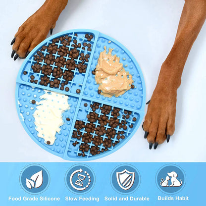 Silicone Dog & Cat Lick Mat and Slow Feeder,Extends Mealtime for Fast Eaters and Reduces Anxiety,Heavy-Duty Design,Dishwasher Safe,Perfect for Yogurt,Treats,Peanut Butter (Blue)